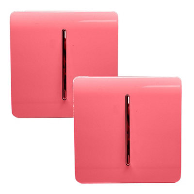 Trendi 1 Gang 2 Way Artistic Modern Glossy 10 Amp Rocker Tactile Light Switch Strawberry (2 Pack)