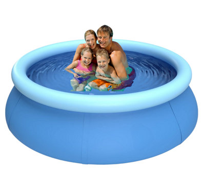 Trendi 10' ft Prompt Set Round Inflatable Family Swimming Paddling Pool Garden Outdoor Above Ground Round Air Top Ring Pools for