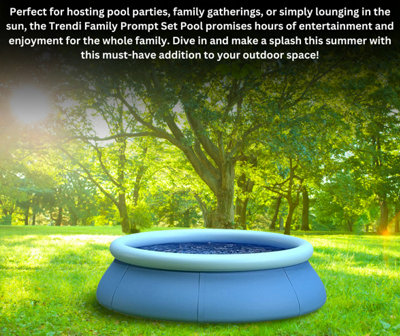Trendi 10' ft Prompt Set Round Inflatable Family Swimming Paddling Pool Garden Outdoor Above Ground Round Air Top Ring Pools for