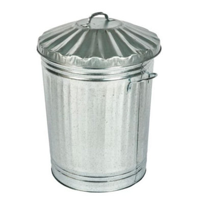 Trendi 15L GALVANISED METAL DUSTBIN WITH LID GARDEN BIN INDOOR DUSTBIN ...