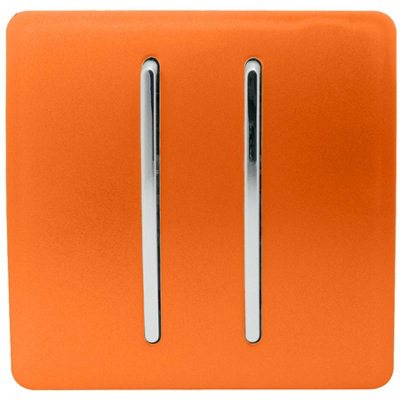 Trendi 2 Gang 2 Way Artistic Modern Glossy 10 Amp Rocker Tactile Light Switch Orange