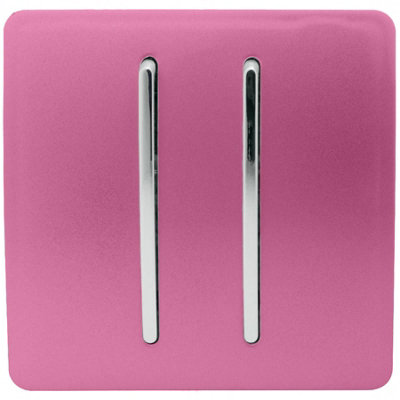 Trendi 2 Gang 2 Way Artistic Modern Glossy 10 Amp Rocker Tactile Light Switch Pink (Pack of 2)