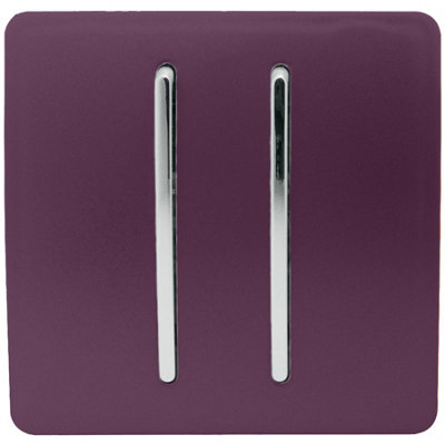 Trendi 2 Gang 2 Way Artistic Modern Glossy 10 Amp Rocker Tactile Light Switch Plum