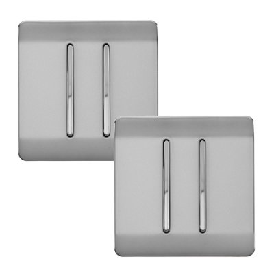 Trendi 2 Gang 2 Way Artistic Modern Glossy 10 Amp Rocker Tactile Light Switch Stainless Steel (Pack of 2)