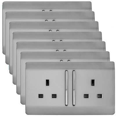 Trendi 2 Gang Artistic Modern Glossy 13 Amp Long Switched Tactile Plug ...