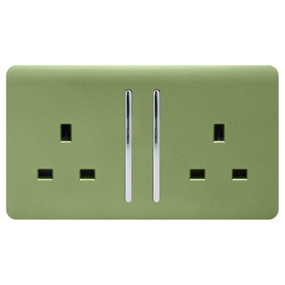 Trendi 2 Gang Artistic Modern Glossy 13 Amp Switched Plug Socket Moss ...
