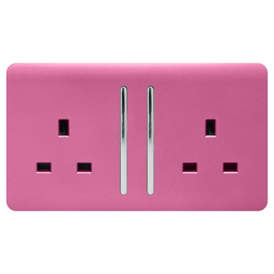 Trendi 2 Gang Artistic Modern Glossy 13 Amp Switched Plug Socket Pink ...