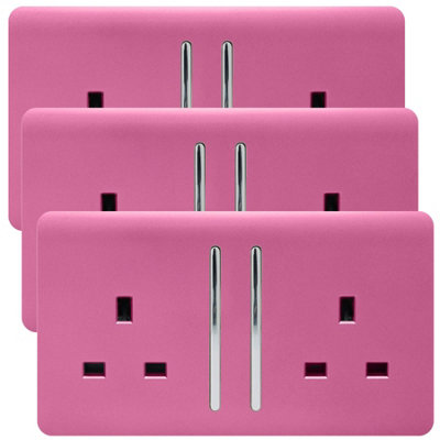 Trendi 2 Gang Artistic Modern Glossy 13 Amp Switched Plug Socket Pink ...