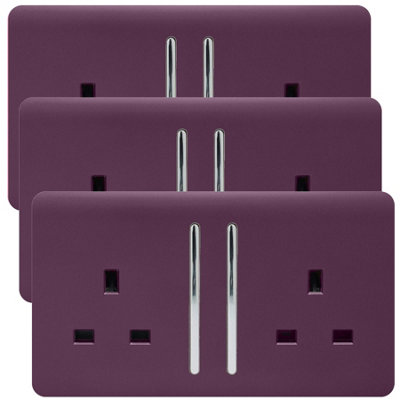 Trendi 2 Gang Artistic Modern Glossy 13 Amp Switched Plug Socket Plum ...