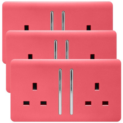 Trendi 2 Gang Artistic Modern Glossy 13 Amp Switched Plug Socket ...