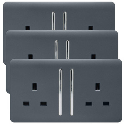 Trendi 2 Gang Artistic Modern Glossy 13 Amp Switched Plug Socket Warm ...
