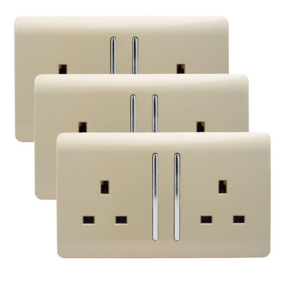 Trendi 2 Gang Artistic Modern Glossy 13 Amp Switched Tactile Plug ...