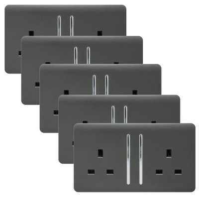 Trendi 2 Gang Artistic Modern Glossy 13 Amp Switched Tactile Plug ...