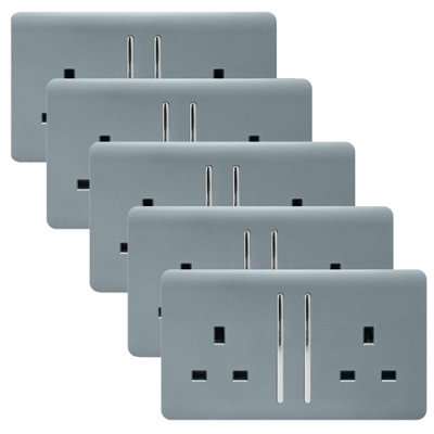 Trendi 2 Gang Artistic Modern Glossy 13 Amp Switched Tactile Plug ...