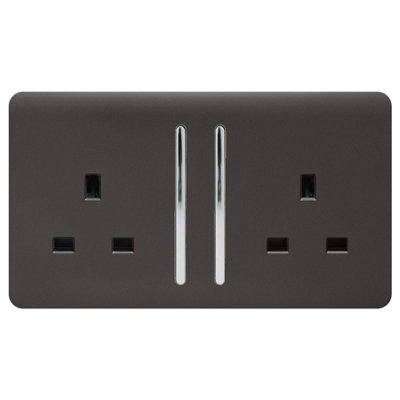 Trendi 2 Gang Artistic Modern Glossy 13 Amp Switched Tactile Plug ...