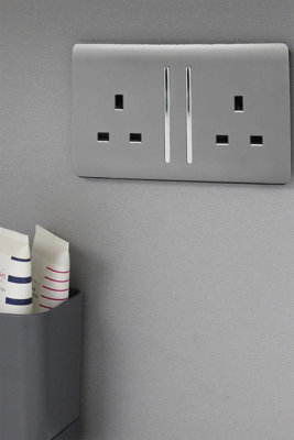 Trendi 2 Gang Artistic Modern Glossy 13 Amp Switched Tactile Plug ...