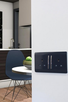 Trendi 2 Gang Artistic Modern Glossy 13 Amp Switched Tactile Plug ...