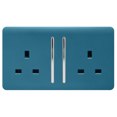 Trendi 2 Gang Artistic Modern Glossy 13 Amp Switched Tactile Plug ...