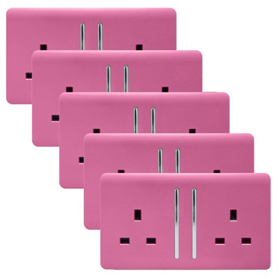 Trendi 2 Gang Artistic Modern Glossy 13 Amp Switched Tactile Plug ...