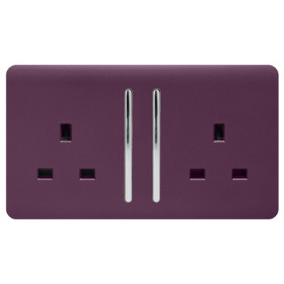 Trendi 2 Gang Artistic Modern Glossy 13 Amp Switched Tactile Plug ...