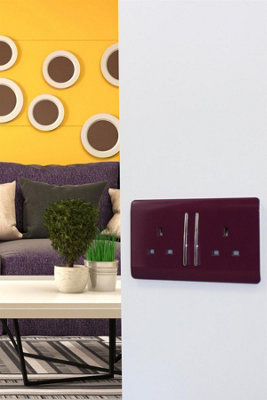 Trendi 2 Gang Artistic Modern Glossy 13 Amp Switched Tactile Plug ...