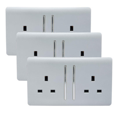 Trendi 2 Gang Artistic Modern Glossy 13 Amp Switched Tactile Plug ...