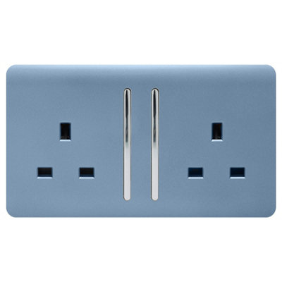 Trendi 2 Gang Artistic Modern Glossy 13 Amp Switched Tactile Plug ...