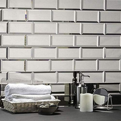 Trendi 22pcs Glass Mirrored Bevelled Wall Tiles Mirror Brick Perfect ...