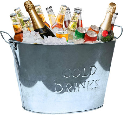 Trendi 24L Cold Drinks GALVANISED Steel Oval Tub Outdoor ICE Bucket Cooler Beverage Lager Drink Pail Cocktails Parties bucket