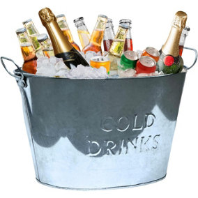 Trendi 24L Cold Drinks GALVANISED Steel Oval Tub Outdoor ICE Bucket Cooler Beverage Lager Drink Pail Cocktails Parties bucket
