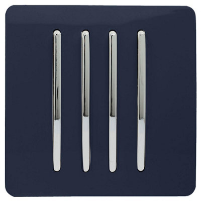 Trendi 4 Gang 2 Way Artistic Modern Glossy 10 Amp Rocker Tactile Light Switch Navy