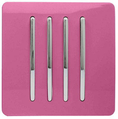 Trendi 4 Gang 2 Way Artistic Modern Glossy 10 Amp Rocker Tactile Light Switch Pink
