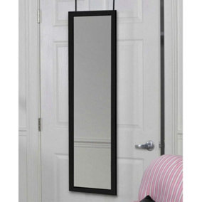 Trendi 48 inch Long Wall Mirror Over Door Full Length Bedroom Bathroom Hanging Dress Mirror Black