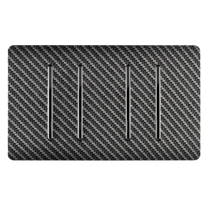 Trendi Artistic Modern Glossy 4 Gang 2 Way Carbon FIbre Rocker Double Plate Tactile Light Switch