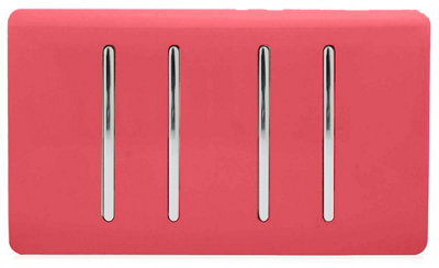 Trendi Artistic Modern Glossy 4 Gang 2 Way  Rocker Double Plate Tactile Light Switch Strawberry