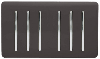 Trendi Artistic Modern Glossy 6 Gang 2 Way Rocker Double Plate Tactile Light Switch Dark Brown