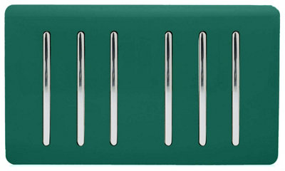 Trendi Artistic Modern Glossy 6 Gang 2 Way Rocker Double Plate Tactile Light Switch Dark Green