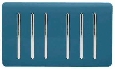 Trendi Artistic Modern Glossy 6 Gang 2 Way Rocker Double Plate Tactile Light Switch Midnight Blue