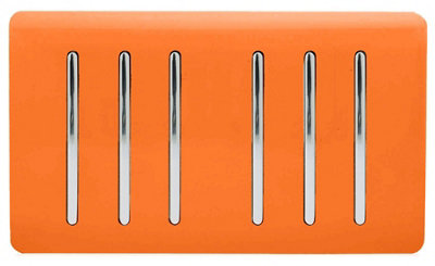 Trendi Artistic Modern Glossy 6 Gang 2 Way Rocker Double Plate Tactile Light Switch Orange