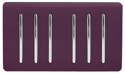 Trendi Artistic Modern Glossy 6 Gang 2 Way Rocker Double Plate Tactile Light Switch Plum