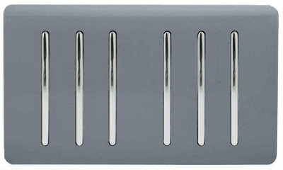 Trendi Artistic Modern Glossy 6 Gang 2 Way Rocker Double Plate Tactile Light Switch Warm Grey
