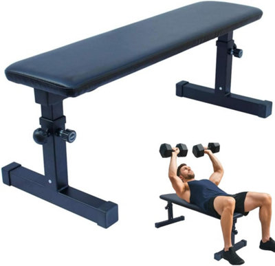 Trendi Flat Weight Bench Adjustable Height Utility Workout Bench with ...