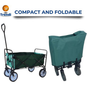 Trendi Folding Wagon Multi Purpose Utility Cart Collapsible Height Adjustable And Foldable Handcart for Outdoor(Green)