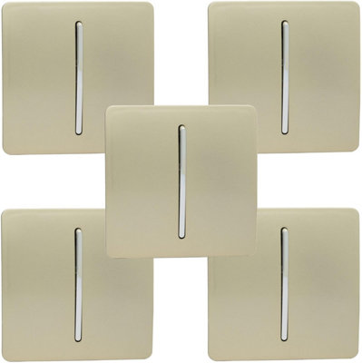 Trendi Modern 1 Gang 1 or 2 way Screwless Rocker Light Switch in Champagne Gold (Pack of 5)