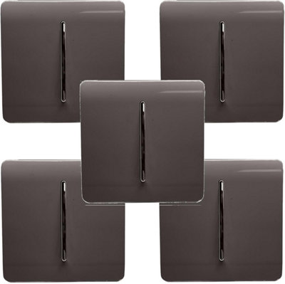 Trendi Modern 1 Gang 1 or 2 way Screwless Rocker Light Switch in Dark ...