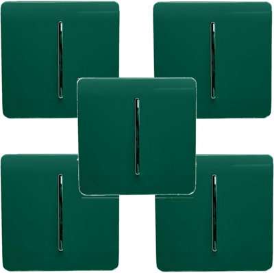 Trendi Modern 1 Gang 1 or 2 way Screwless Rocker Light Switch in Dark Green (Pack of 5)