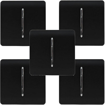 Trendi Modern 1 Gang 1 or 2 way Screwless Rocker Light Switch in Matt Black (Pack of 5)