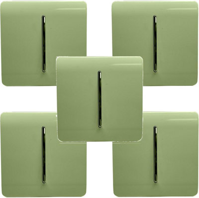 Trendi Modern 1 Gang 1 or 2 way Screwless Rocker Light Switch in Moss Green (Pack of 5)