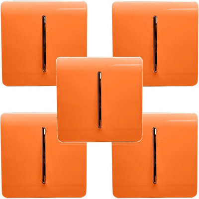 Trendi Modern 1 Gang 1 or 2 way Screwless Rocker Light Switch in Sunset Orange (Pack of 5)