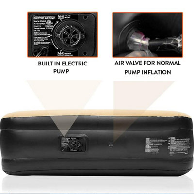 Trendi Single Inflatable Air Bed with Built In Electric Pump High Raised Flocked Air Mattress for Guests and Camping